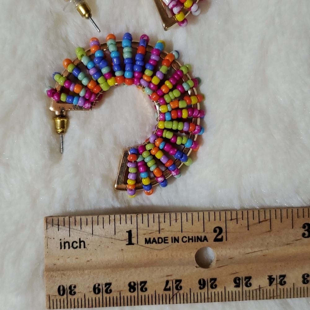 Beaded Rainbow Hoop Earrings 2/$10 Sale - Picture 2 of 3